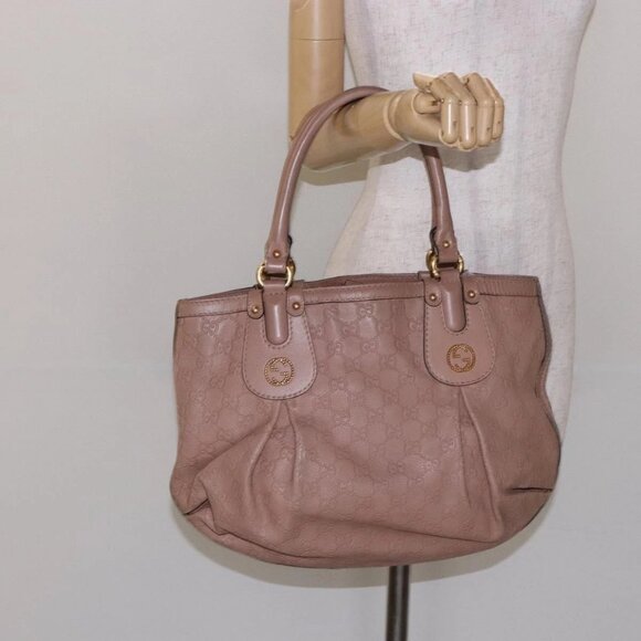 GUCCI GG Canvas Guccissima Tote Bag Leather Beige Gold 269953 Auth PP889 - Picture 1 of 15